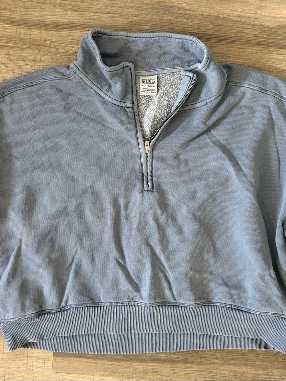 PINK Victoria's Secret Dusty Blue Half-Zip Pullover